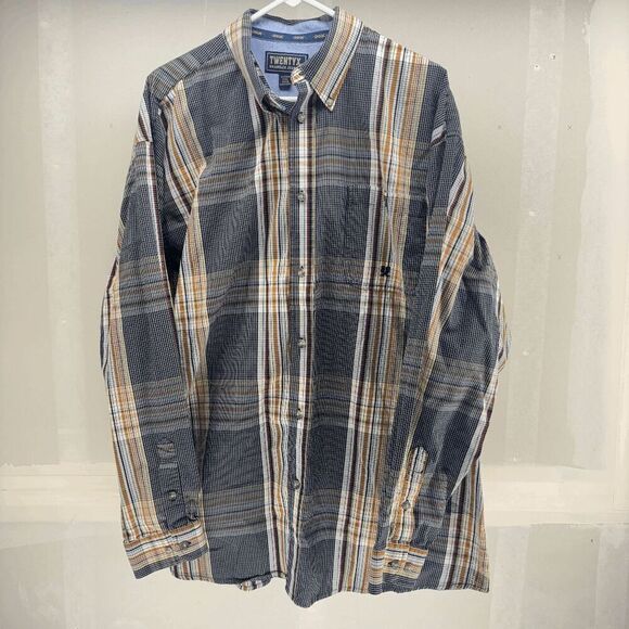 Wrangler 20x Shirt Mens XXL Yellow Black Plaid Heavy Flannel Button Down EUC - Picture 1 of 5